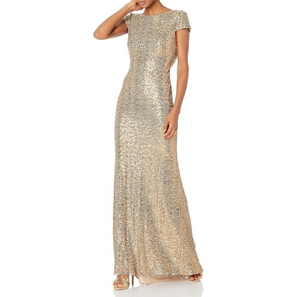 Badgley Mischka Night at the Oscars Gown in Gold Size 2 - Picture 1 of 5